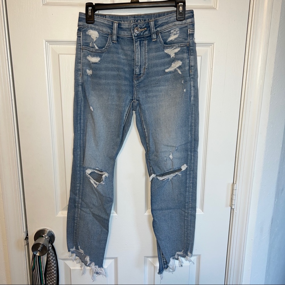 High Waisted Skinny Ripped Jeans